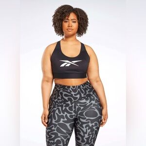 REEBOK LUX VECTOR Reebok Black and White Sports Bra